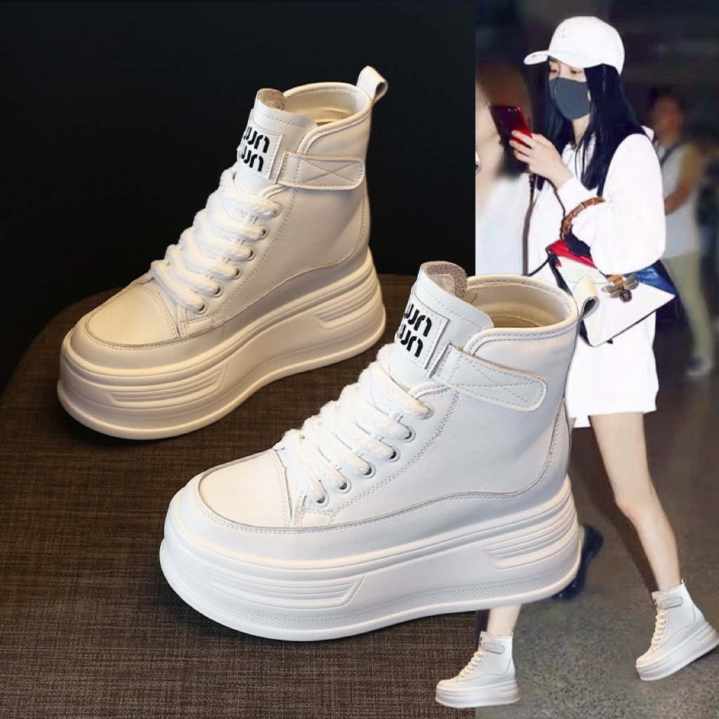 [ Sẵn trắng 38] Giày thể thao nữ cao cổ đế độn 8cm