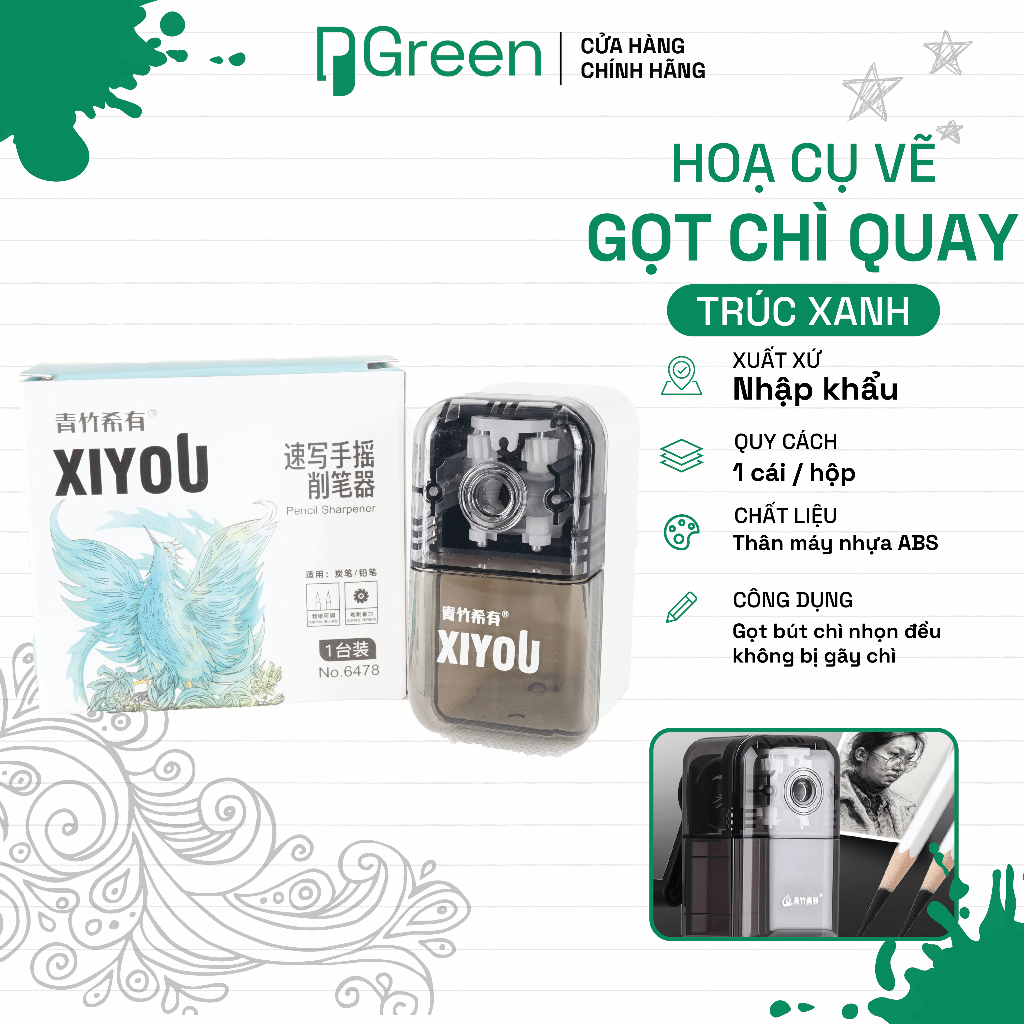 Gọt Bút Chì Quay XIYOU  – Dụng Cụ Học Sinh, Gọt Chì Vẽ Phác Thảo, Sketch, Mỹ Thuật | PGREEN