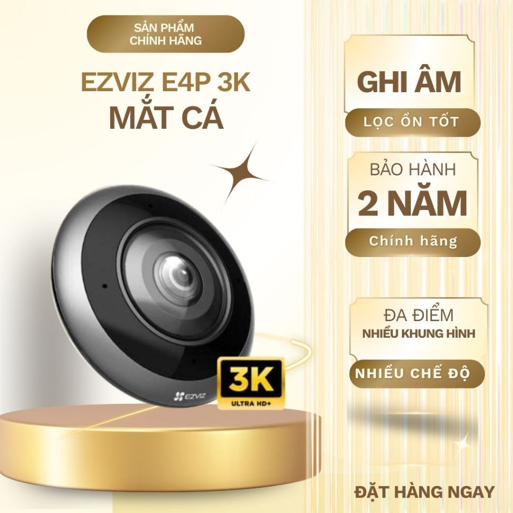 Camera mắt cá Wifi Ezviz E4P 6MP, Đa màn hình, Đàm thoại hai chiều, Bảo hành chính hãng