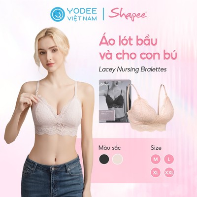 Shapee Áo lót bầu và cho con bú Lacey không gọng, mềm mại, đàn hồi, có nút tháo tiện lợi, họa tiết ren thêu tinh tế, cúp