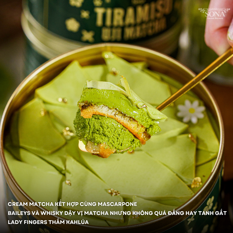 [Hoả Tốc HCM HN] Bánh Tiramisu Matcha có Panna Cotta Đa Tầng Hương Vị - Tiramisu Matcha Panna Cotta 