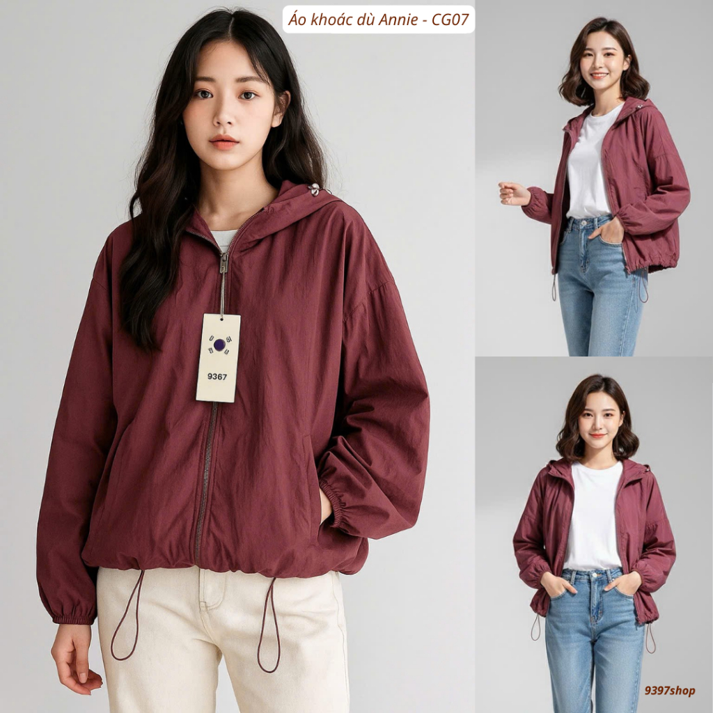 Áo Khoác Dù Chống Nắng Chống UV Trượt Nước 2 Lớp Nón To Dây Rút AKDCG07 - 9397shop