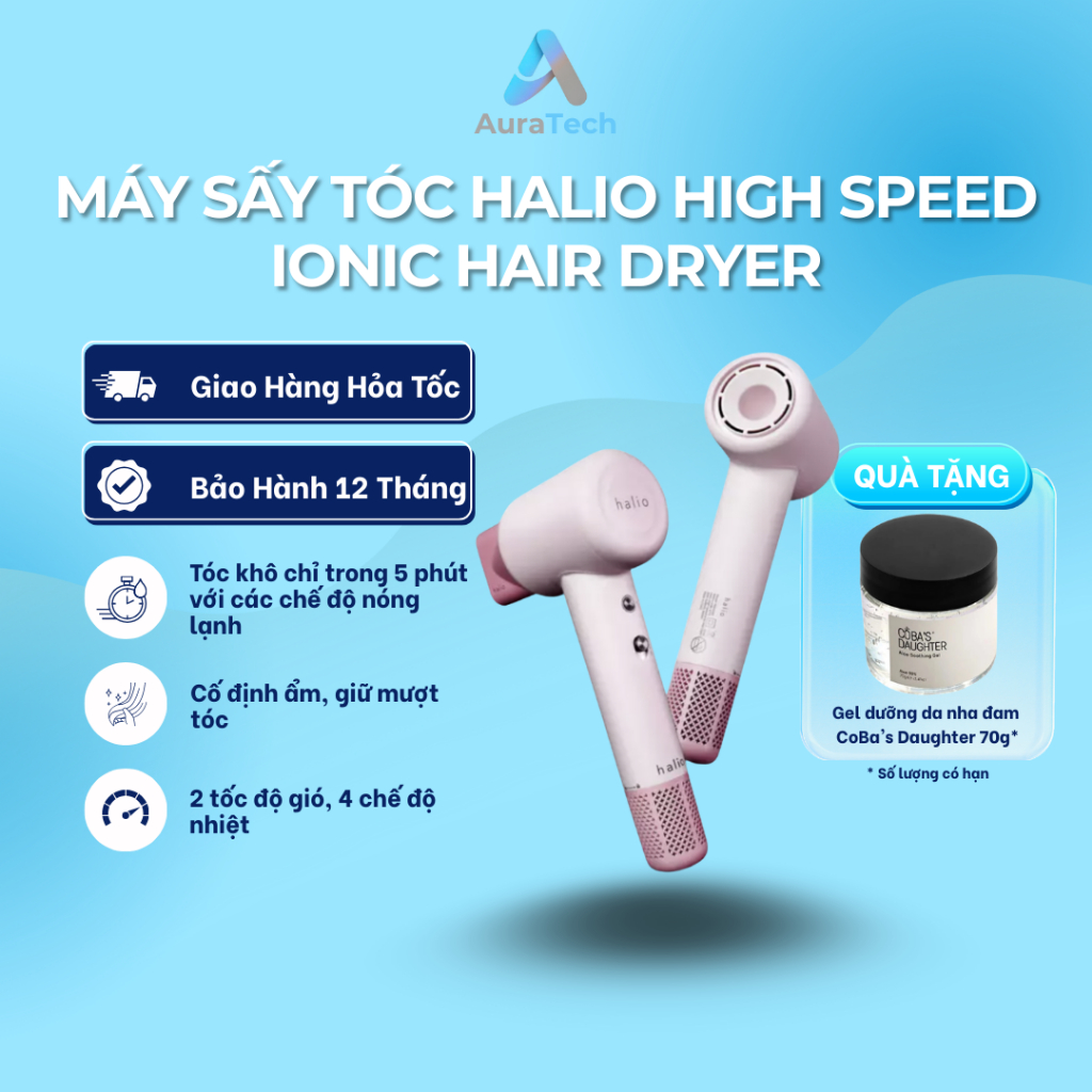Máy sấy tóc Ion âm Halio High Speed Ionic Hair Dryer - Bảo Hành 12 Tháng