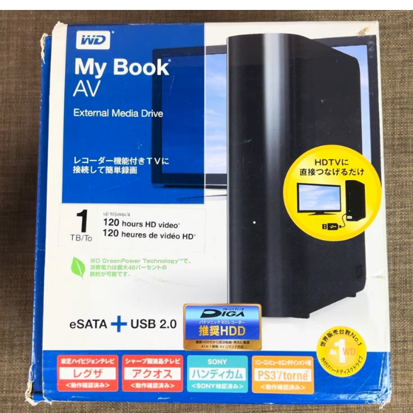 Ổ cứng WD 1TB My Book AV DVR Expander External Hard Drive USB 2.0 eSATA WDBABT0010HBK