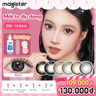  No.1🏆 mua 1 tặng 3  Magister lens xám tây lens đen lens giãn tròng to14.5kính áp tròng cận thị Màu nâu lens Màu đen lens 