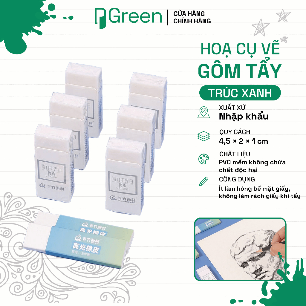 Gôm Tẩy Chinjoo 6315 – Gôm Mềm Cao Cấp, Tẩy Sạch Không Rách Giấy, Ít Vụn Cho Học Sinh & Mỹ Thuật | P