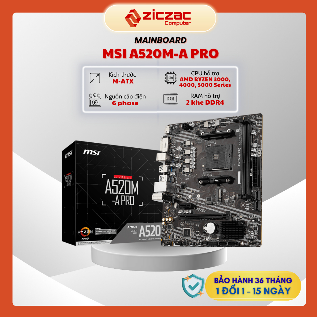 Mainboard MSI A520M-A | ASUS A520M-K Prime (AMD AM4, DDR4) - Chính hãng