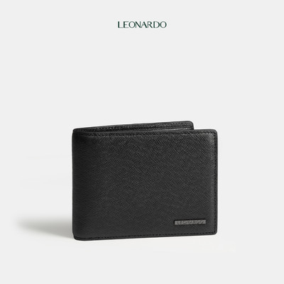 Ví da nam Leonardo Ví Mini Mercury dáng ngang da Taiga hạt mịn bền đẹp dùng hằng ngày quà tặng cao cấp