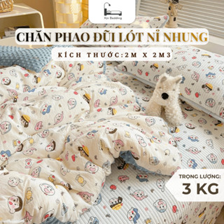   FREESHIP Chăn phao cotton đũi mùa đông lót Nỉ Nhung chăn đũi lót nỉ nhung hạt đậu massage 2m-2m3 mềm mại giữ ấm tốt 
