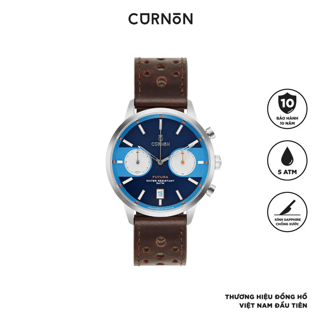 Đồng Hồ Nam Bấm Giờ Curnon Futura Regulus Dây Da Chính Hãng - Bấm Giờ Thể Thao