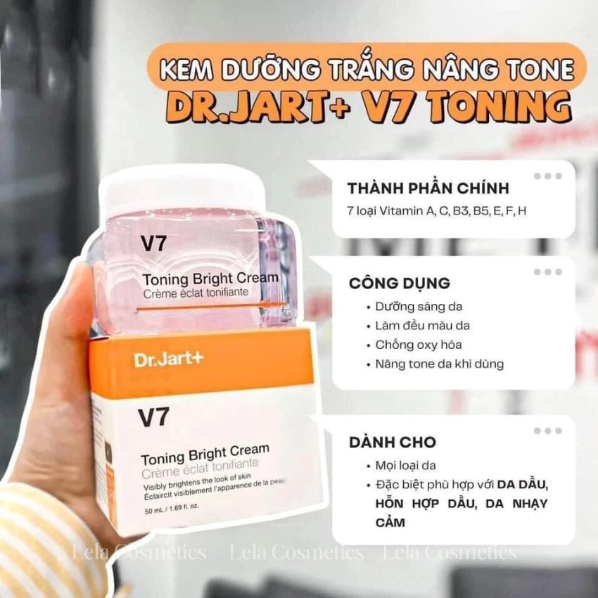 Kem Dưỡng Trắng Da V7 Toning Bright Cream GC Hàn Quốc, Hũ 50Gr Dưỡng Trắng Căng Bóng, Nâng Tone Che 