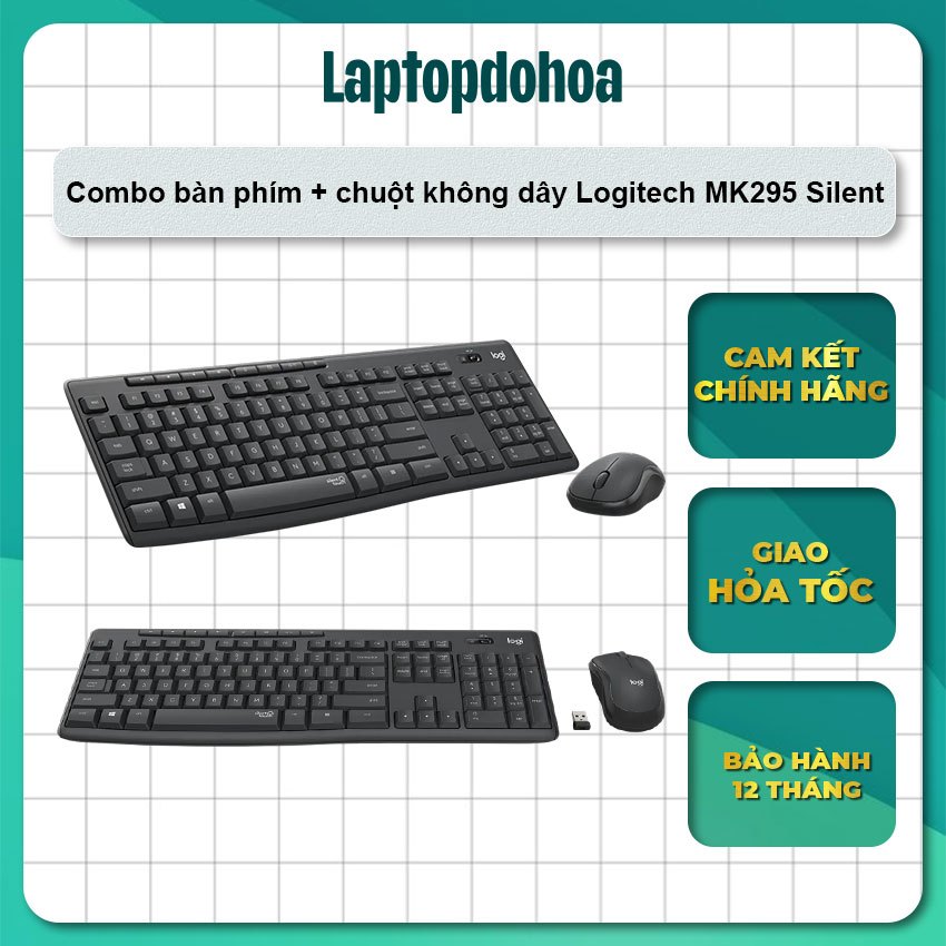 Combo bàn phím + chuột không dây Logitech MK295 công nghệ Silent - Bảo hành 12 tháng chính hãng