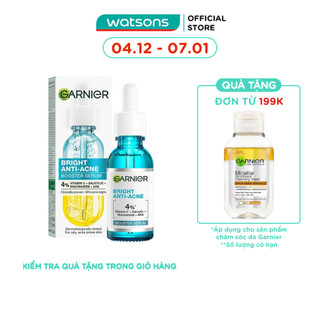  Dưỡng Chất Garnier Giảm Mụn Sáng Da Skin Naturals Bright Complete Anti-Acne Booster Serum 30ml 