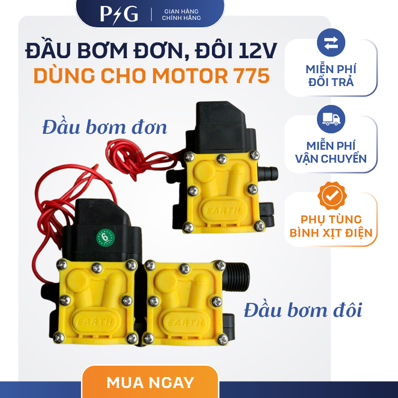 Đầu bơm dùng cho máy bơm mini rửa xe, phun sương dùng lắp cho motor 775