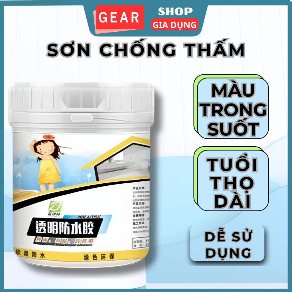 Keo quét chống thấm trong suốt GEARSHOP sơn chống dột mái tôn sàn nhà
