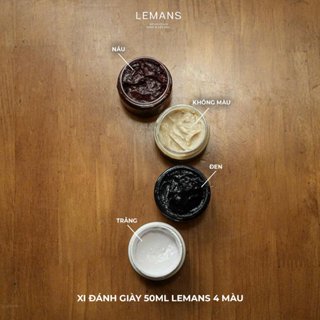   XI ĐÁNH GIÀY 50ML  LEMANS 4 màu Đen Nâu Trắng và không mầu dưỡng phục hồi các loại da 