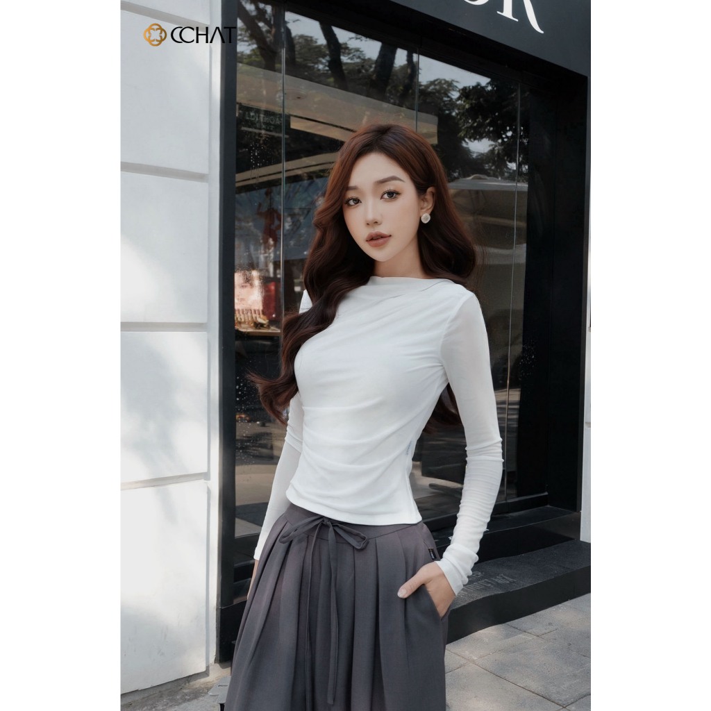 Áo Thun 𝐂𝐂𝐇𝐀𝐓 Lưới Xếp Vai Dáng Ôm Chất Vải Cao Cấp Mềm Mịn Co Giãn 4 Chiều 23TDC2013OT | BigBuy360 - bigbuy360.vn