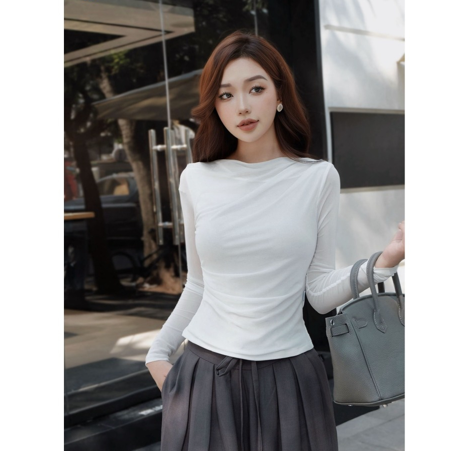 Áo Thun 𝐂𝐂𝐇𝐀𝐓 Lưới Xếp Vai Dáng Ôm Chất Vải Cao Cấp Mềm Mịn Co Giãn 4 Chiều 23TDC2013OT | BigBuy360 - bigbuy360.vn