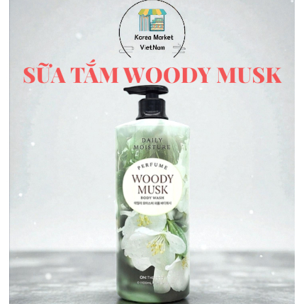 Sữa Tắm On The Body Daily Moisture Perfume 1100ml, Hương Woody Musk, Dưỡng Ẩm, Lưu Hương Lâu