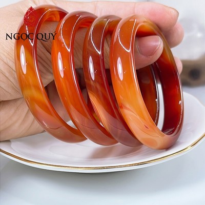 Vòng mã não đỏ chalcedony bản dày 7mm cao 10-11mm - Ngọc Quý