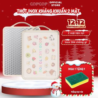  Thớt inox 304 kháng khuẩn 2 mặt COPCOP thớt mặt nhựa lúa mạch và mặt inox 304 an toàn tiện lợi 