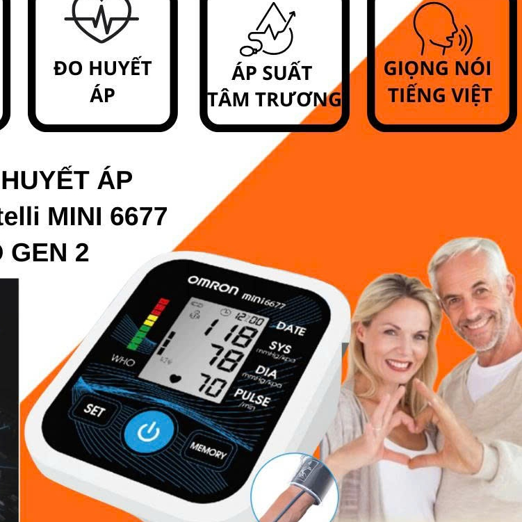 Máy đo huyết áp điện tử OM.RON!，Cấp độ y tế，Tiếng Việt，Bảo hành 6 tháng