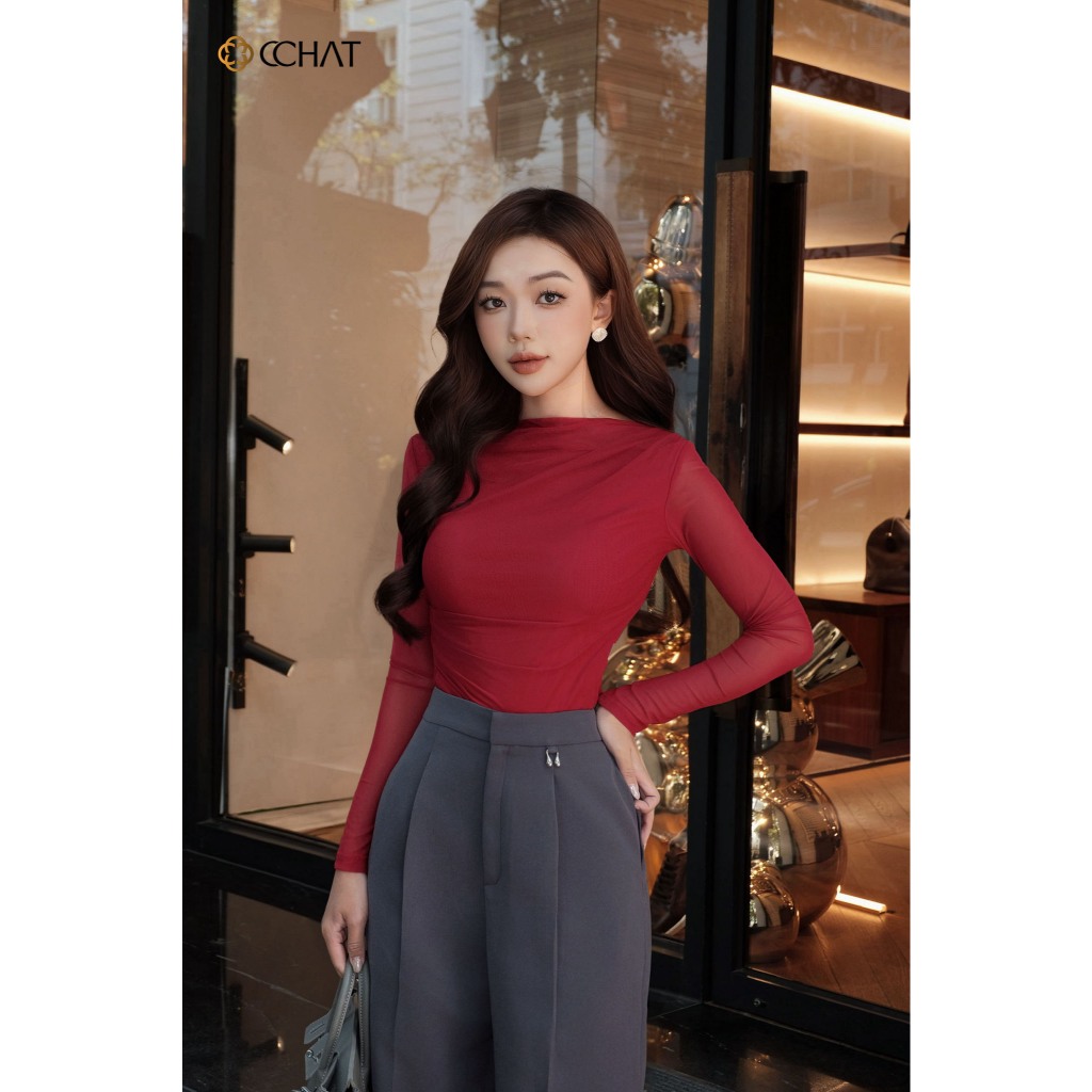 Áo Thun 𝐂𝐂𝐇𝐀𝐓 Lưới Xếp Vai Dáng Ôm Chất Vải Cao Cấp Mềm Mịn Co Giãn 4 Chiều 23TDC2013OT | BigBuy360 - bigbuy360.vn