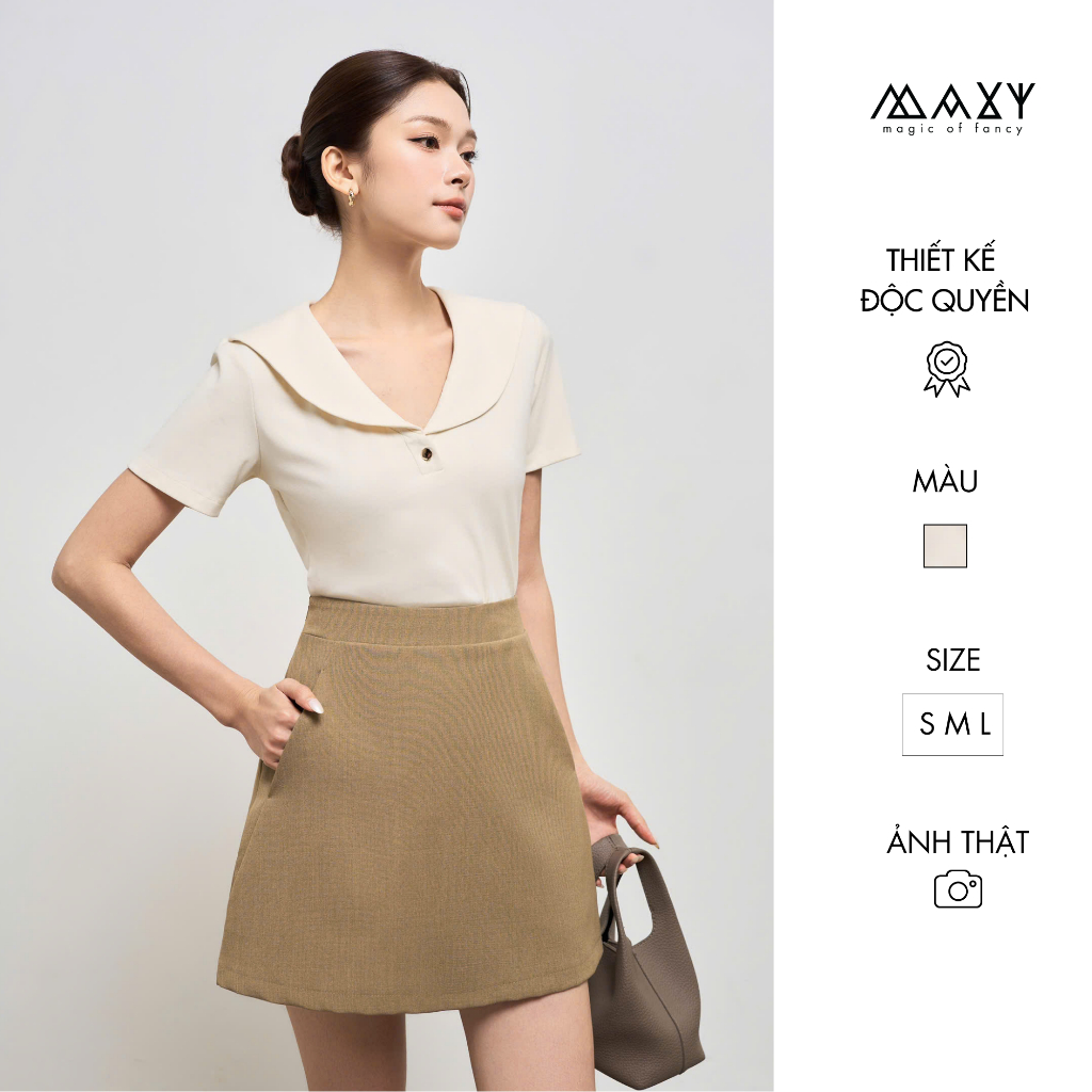 Áo thun cổ sen xinh xắn Sailor Top Creamy Maxy Workshop