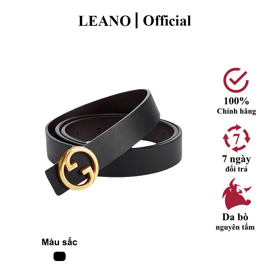 Thắt lưng nữ cao cấp LEANO, dây nịt nữ khoá gài classic fullbox