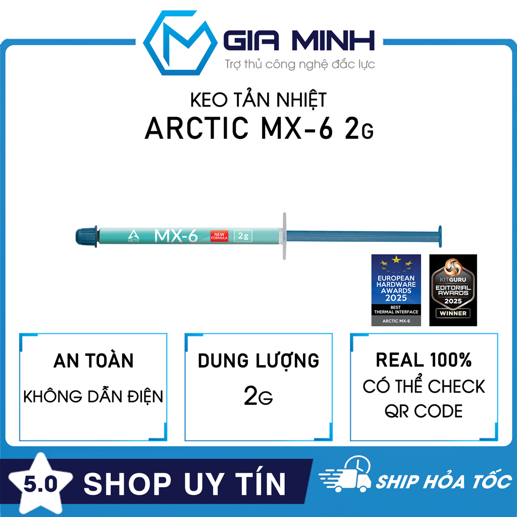 Keo Tản Nhiệt Arctic MX6 - Mẫu Mới - Dung Lượng 2g - Hàng Chính Hãng - Full VAT - Full Box