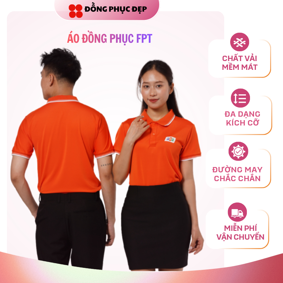 Áo Polo Đồng phục FPT - Màu Cam - Áo Polo Có Cổ Nam Nữ Thiết Kế Đơn Giản Thanh Lịch - Đồng Phục Đẹp