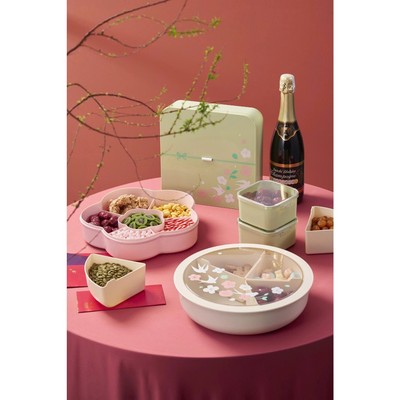Khay đựng mứt bánh kẹo Tết Inochi Haru, thố đựng hạt điều, hạt dưa, hoa quả sấy, hạt hướng dương