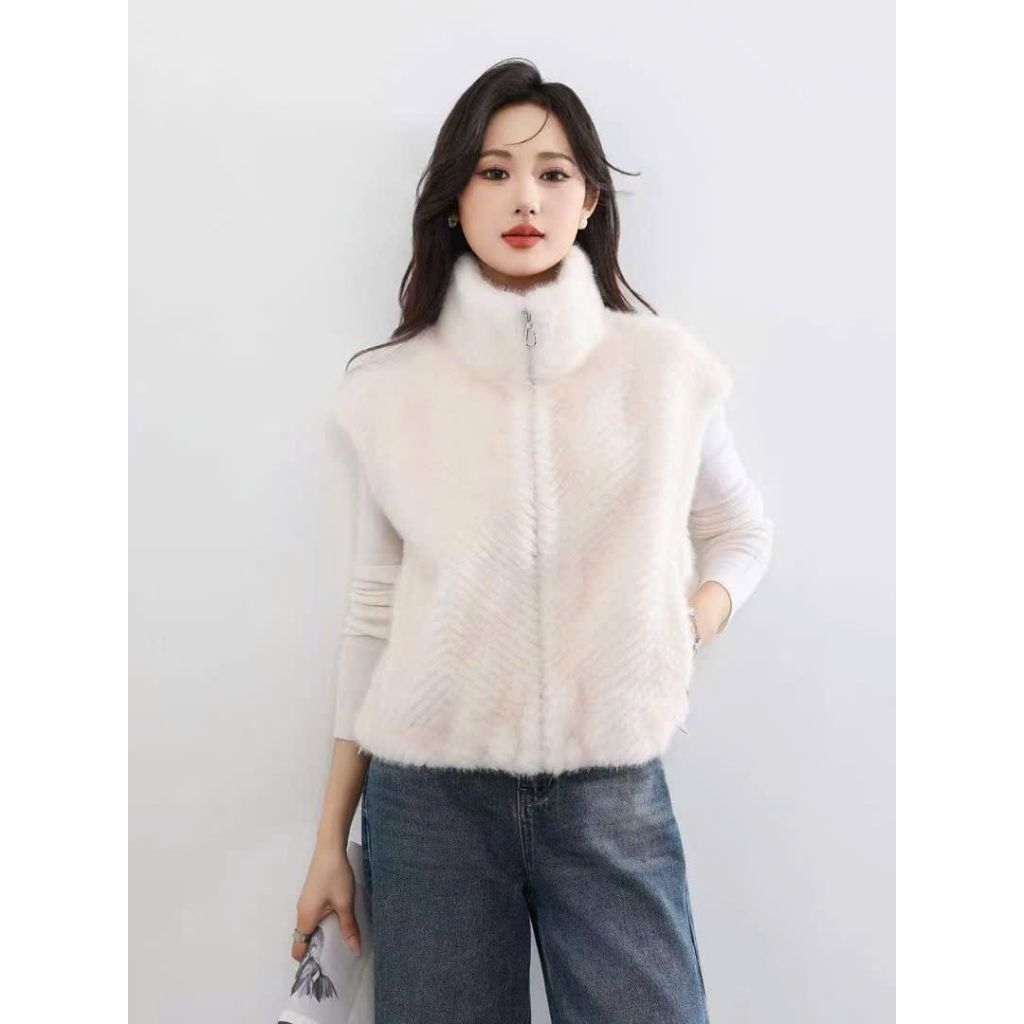 Áo khoác gile nữ lông thỏ cao cấp, áo khoác gile nữ lông thỏ sang chảnh