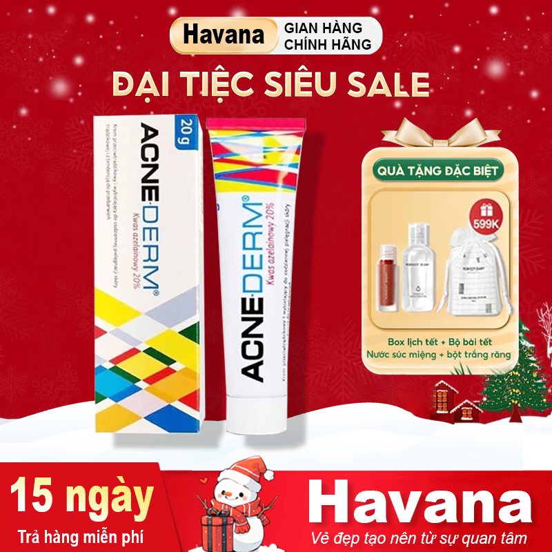 Kem giảm mụn Acne Derm Azelaic Aicd 20% làm trắng da 20g