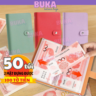  Sổ tiết kiệm đựng tiền 100 phong bì tiết kiệm cúc bấm Buka thử thách tiết kiệm sổ A6 nhiều ô album tiết kiệm đa năng 