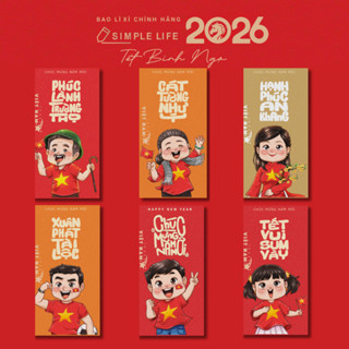  Bao Lì Xì Chúc Tết 2026 Bính Ngọ Cao Cấp Thiết Kế Giấy Couche Kim Tuyến Futurebook 