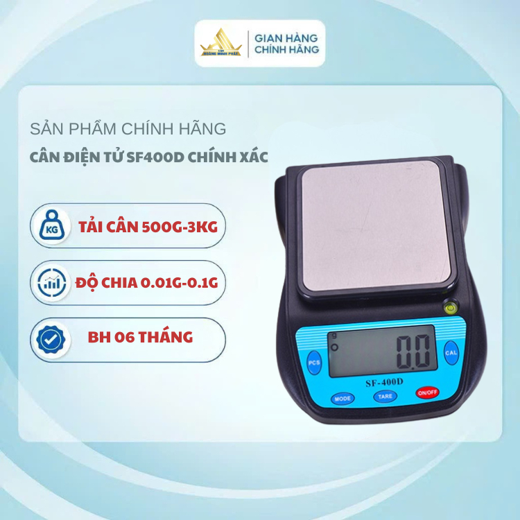 Cân điện tử để bàn SF400D 500g/0.01g - 3kg/0.1g (cân định lượng 2 số lẻ). Chính xác cao