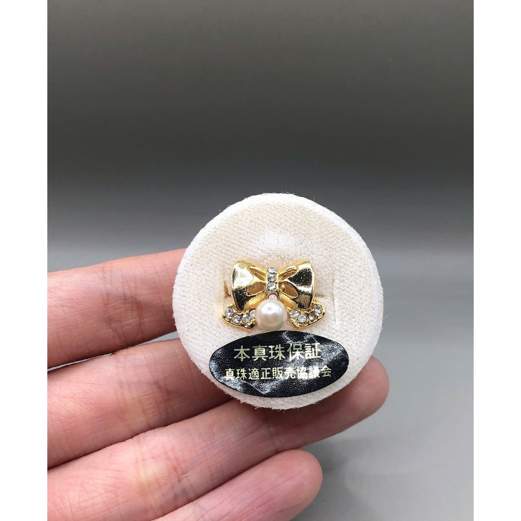 Ghim cài áo hình nơ đính viên Akoya 5.4mm si tuyển Nhật