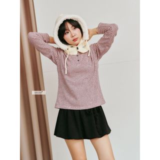 Cozy Top - Áo thun nữ sọc ngang cổ tròn phối nút tay dài nhien.official BA522 