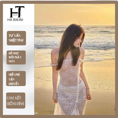 [ BKN 058 ]Set bikini ba món ĐẦM MIDI body ren trắng kèm bikini chanh sả HÀ BIKINI | BigBuy360 - bigbuy360.vn