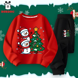  Bộ quần áo nỉ cho bé trai bé gái BOBDOG  chất nỉ da cá in hình người tuyết noel MX-KS468 