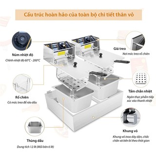 Bếp chiên 12 lít SUNNY 5000W chất liệu inox dày dặn, bền bỉ theo thời gian