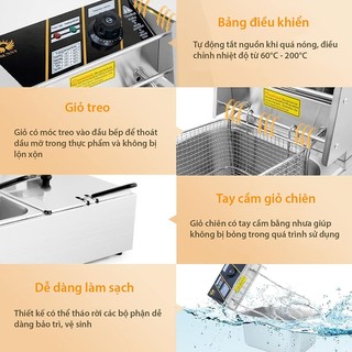 Bếp chiên 12 lít SUNNY 5000W chất liệu inox dày dặn, bền bỉ theo thời gian
