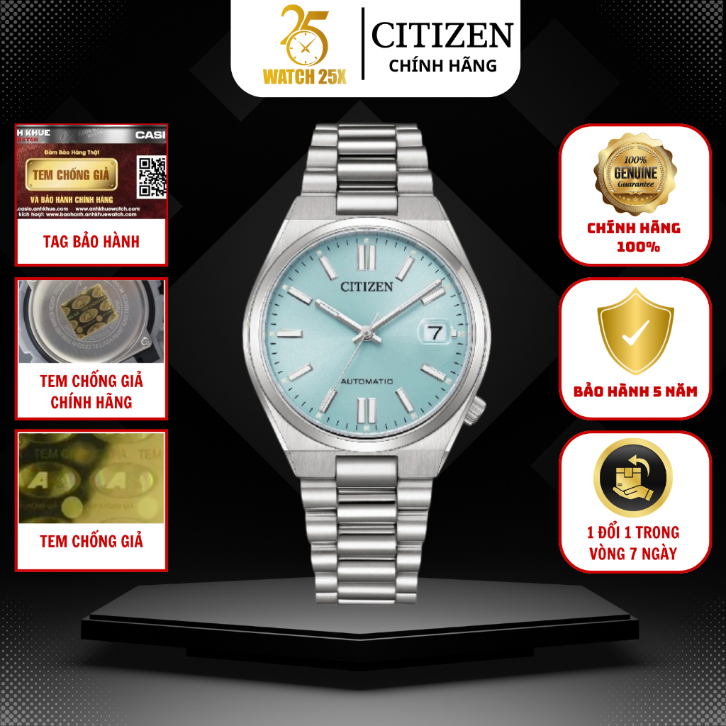 Đồng Hồ Nam Cơ Citizen NJ0200-50L Watch25x - Mặt Xanh Pastel Độc Đáo Tông Màu Hot Trend