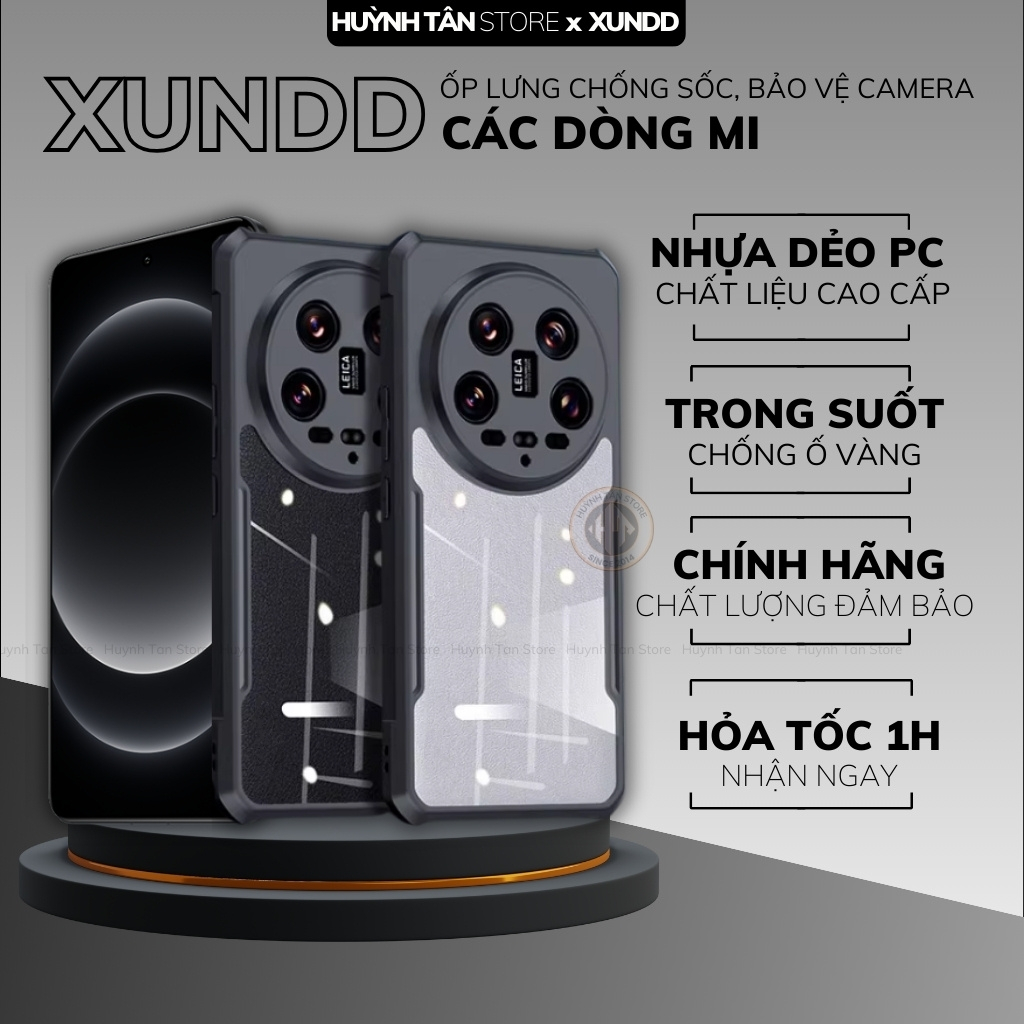 Ốp lưng ĐT xiaomi mi 15 pro 14t 14 trong suốt chống sốc xundd bảo vệ camera chính hãng chống ố vàng