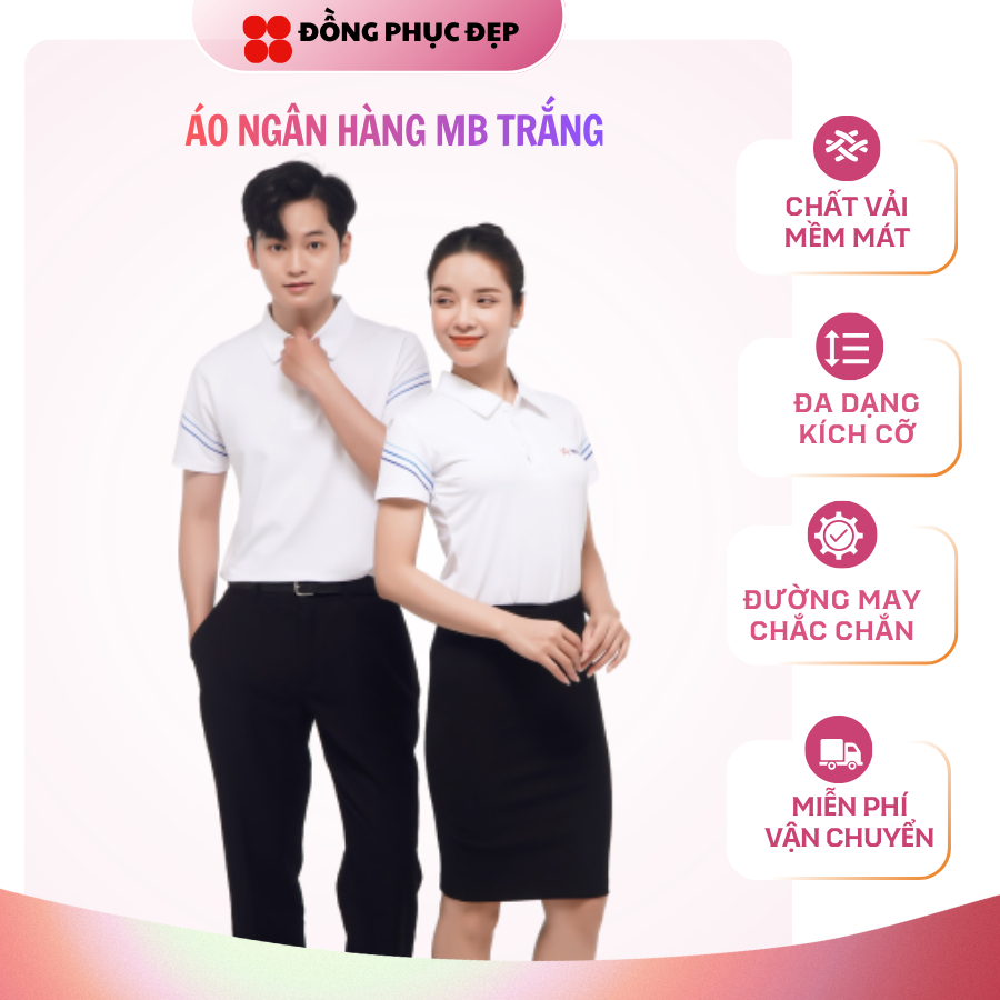 Áo Polo Đồng Phục Ngân Hàng MB - Màu Trắng - Vải AirycoolCao Cấp MB Bank - Co Dãn Thoáng Mát Cho Nam