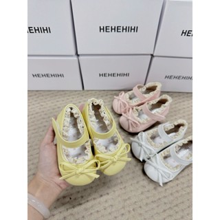    HEHEHIHI   - Giày búp bê viền bèo đính nơ bé gái - Gd38 