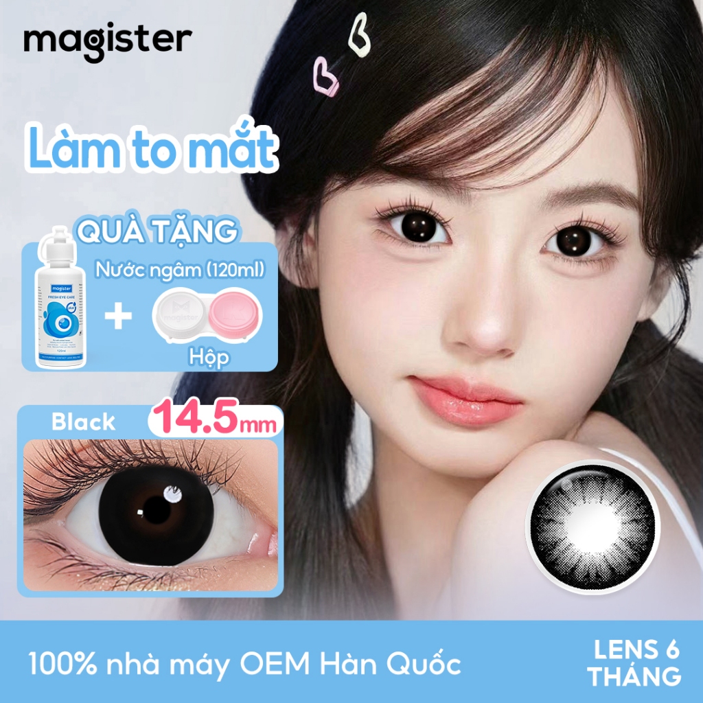 Magister kính áp tròng 2 chiếc Đen Mắt To kính áp tròng14.5MM Đôi mắt búp bê Kính áp tròng màu đen