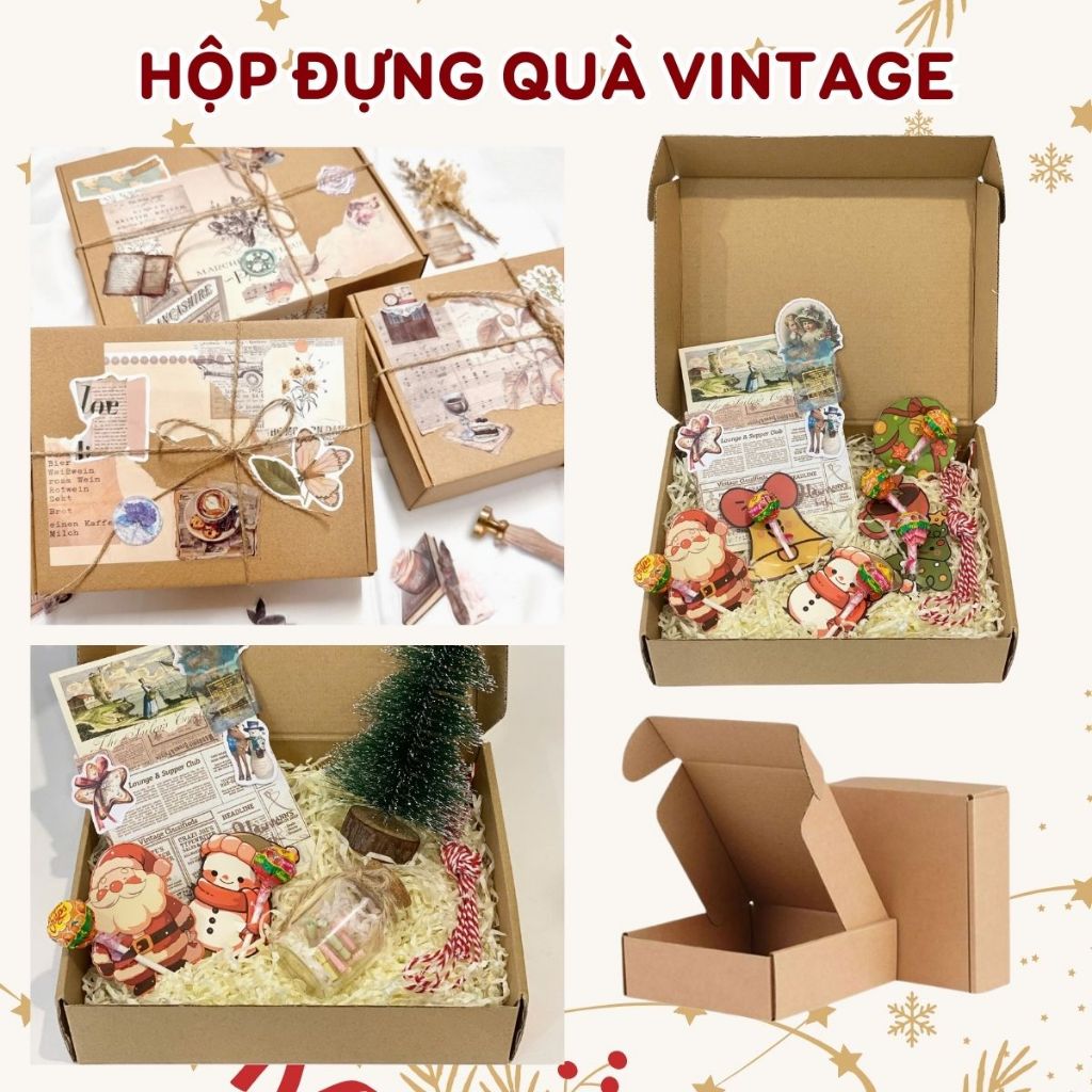 Hộp giấy nắp gài kèm đồ trang trí đựng quà tặng sinh nhật lễ kỷ niệm handmade phụ kiện Happy Birds