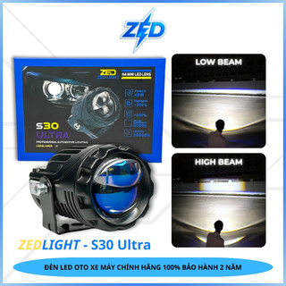 Đèn LEDTrợ Sáng Bi Cầu S30 Ultra ZED LIGHT - 48W, Có Trợ Pha Laser Siêu Sáng, Chống Nước IP68 Lắp Oto Xe Máy 9 - 36V